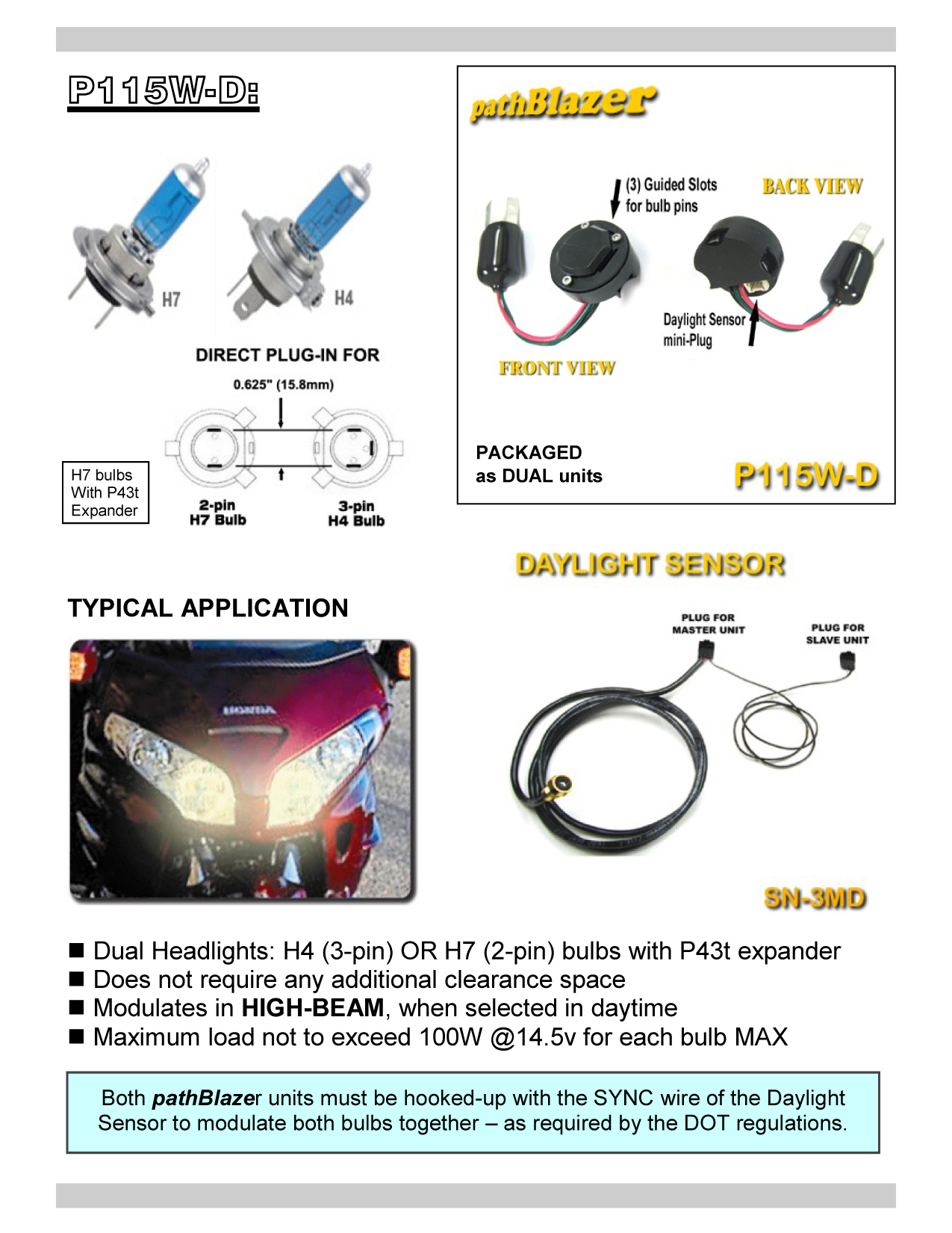 P115W-D] KISAN PATHBLAZER HEADLIGHT MODULATOR (FOR GL1800/GL1500